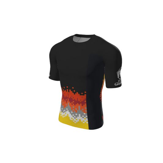 Retro Grappler Custom 8Bit Flames Short Sleeve Rash Guard. (x 2)